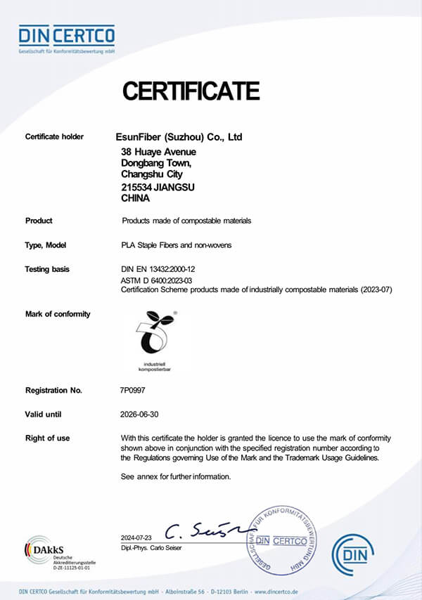 eSUN-PLA-fiber-and-nonwoven-fabric-DIN-certification-report